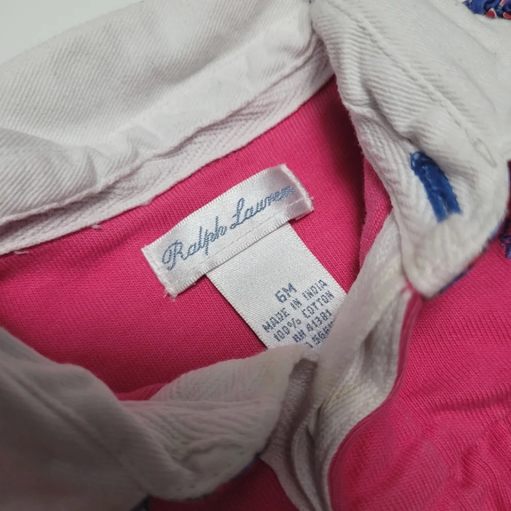 Ralph Lauren baby girl pink collared polo onesie bodysuit